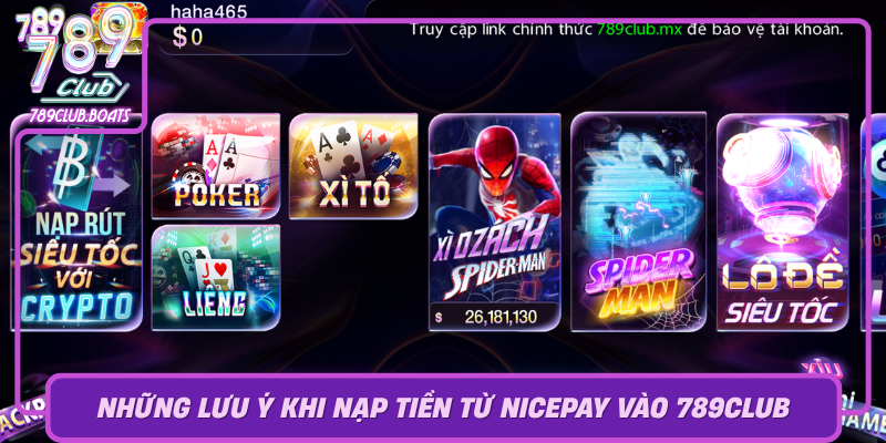 Nhung Luu Y Khi Nap Tien Tu Nicepay Vao 789Club0